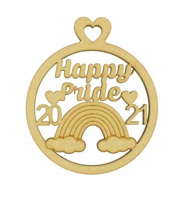 Laser Cut 3mm Personalised 'Happy Pride' Hanging Bauble With Year